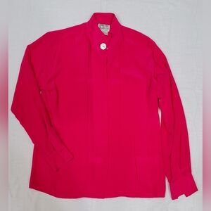 Anne Klein Vibrant Pink Silk Pearl Button Down